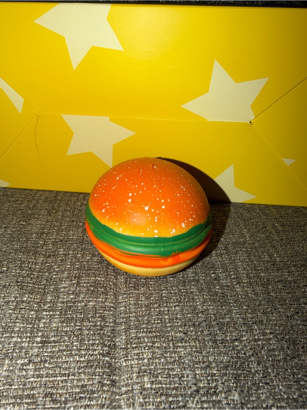 Mini Burger Squishy Toy - Orange & Green Sensory Squeeze